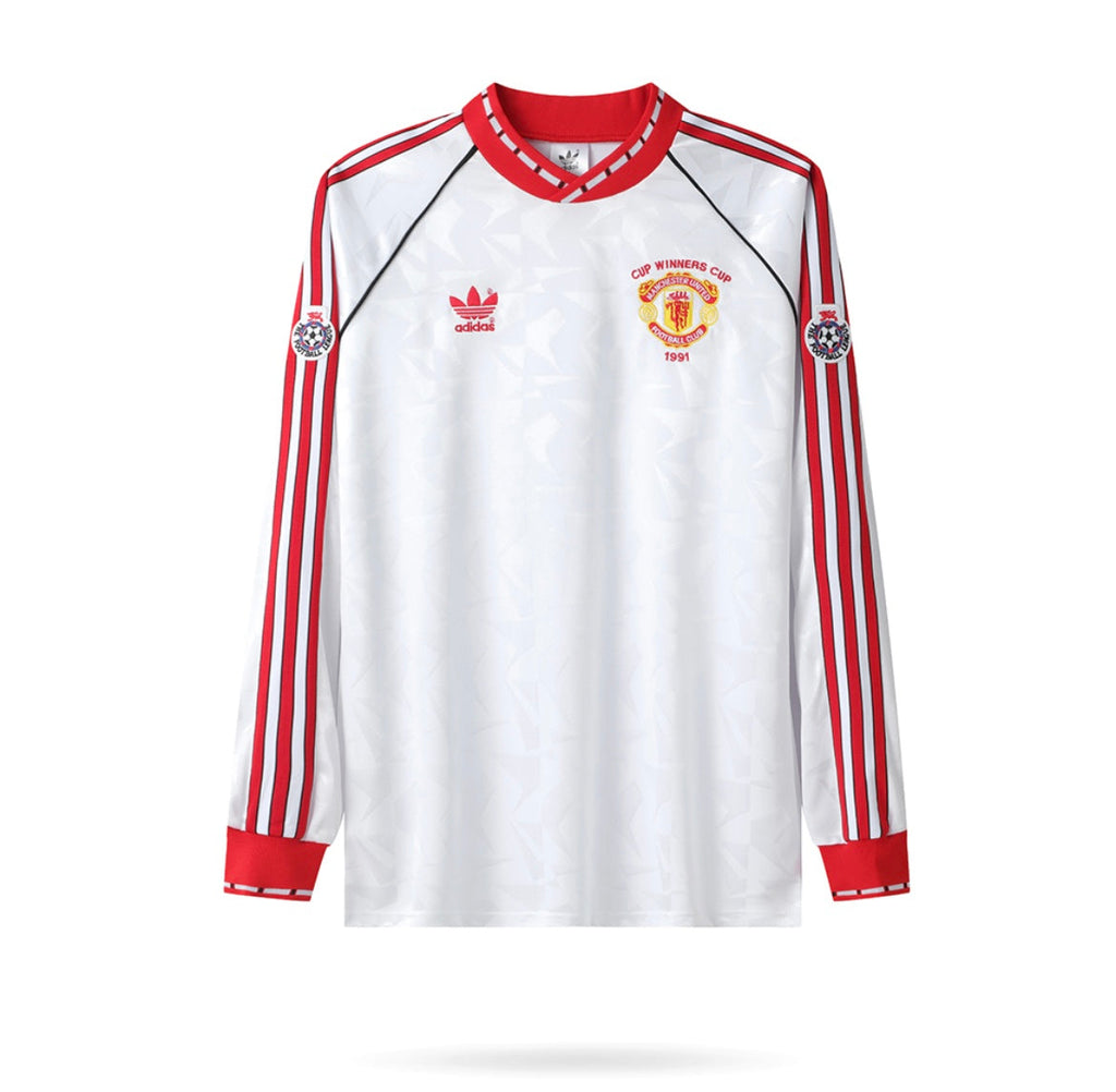 Maillot Rétro Manchester United 1990-91 Extérieur Manches Longues