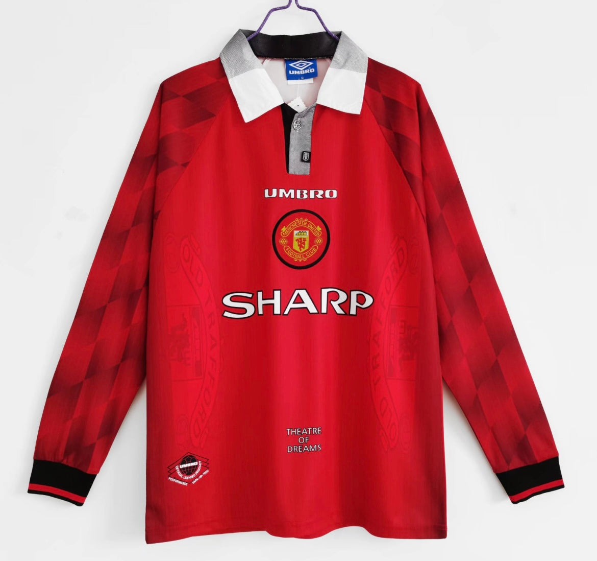 Maillot Rétro Manchester United 1996-97 Domicile Manches Longues