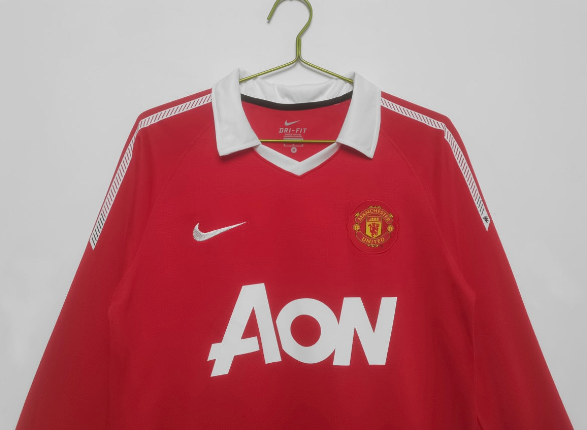 Maillot Rétro Manchester United 2010-11 Domicile Manches Longues
