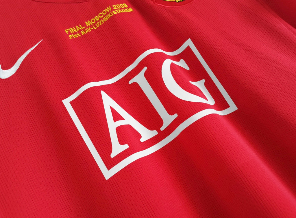 Maillot Rétro Manchester United 2007-08 Domicile Manches Longues