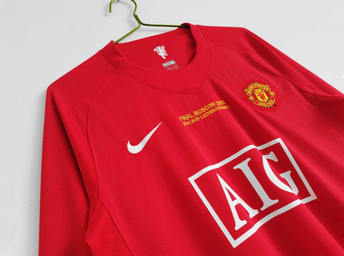 Maillot Rétro Manchester United 2007-08 Domicile Manches Longues