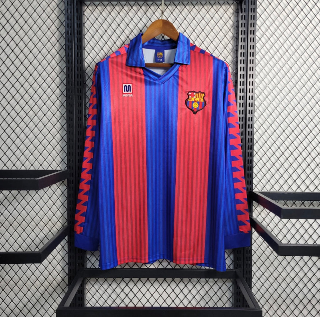 Maillot Rétro FC Barcelone 1991-92 Domicile Manches Longues